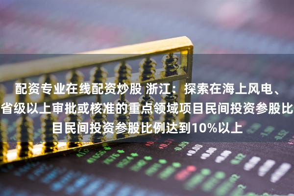 配资专业在线配资炒股 浙江：探索在海上风电、水利、核电等需省级以上审批或核准的重点领域项目民间投资参股比例达到10%以上
